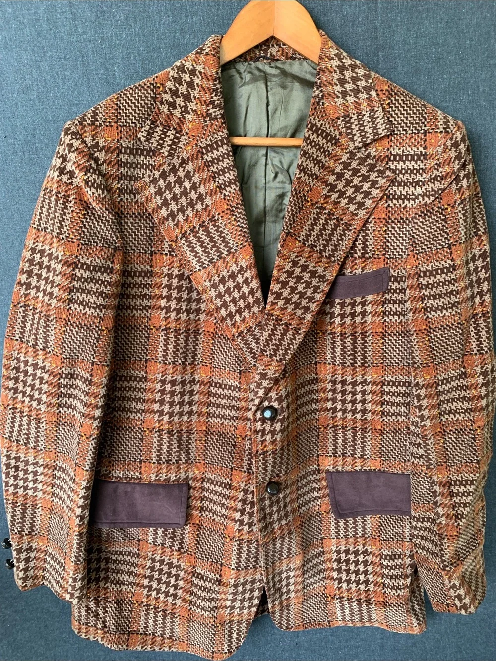 Vintage 60s 70s Men's Houndstooth Blazer Jacket His Sportswear Brand Tag